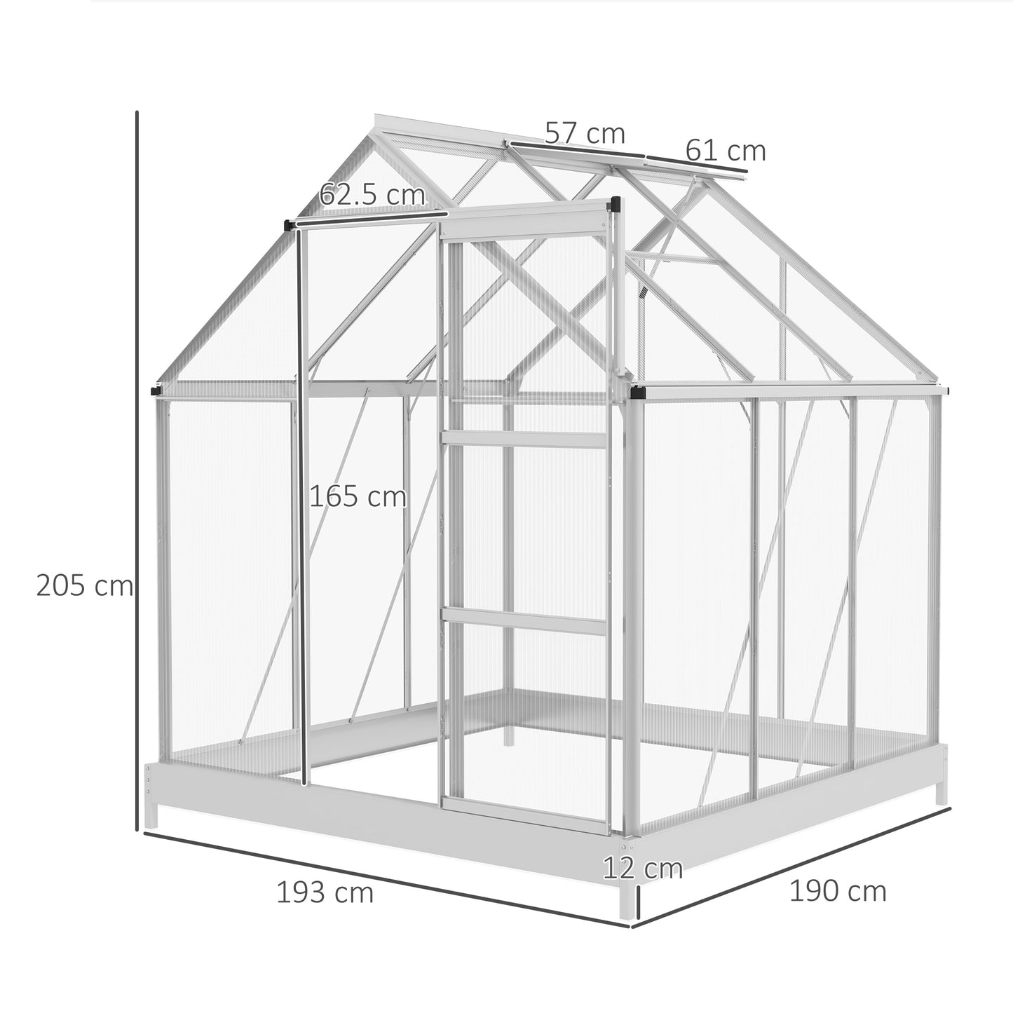 outsunny-6-x-6ft-walk-in-greenhouse-polycarbonate-greenhouse-with-sliding-door-window-aluminium-frame-foundation-silver