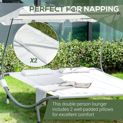 outsunny-patio-double-hammock-sun-lounger-bed-w-canopy-shelter-wheels-2-pillows-white