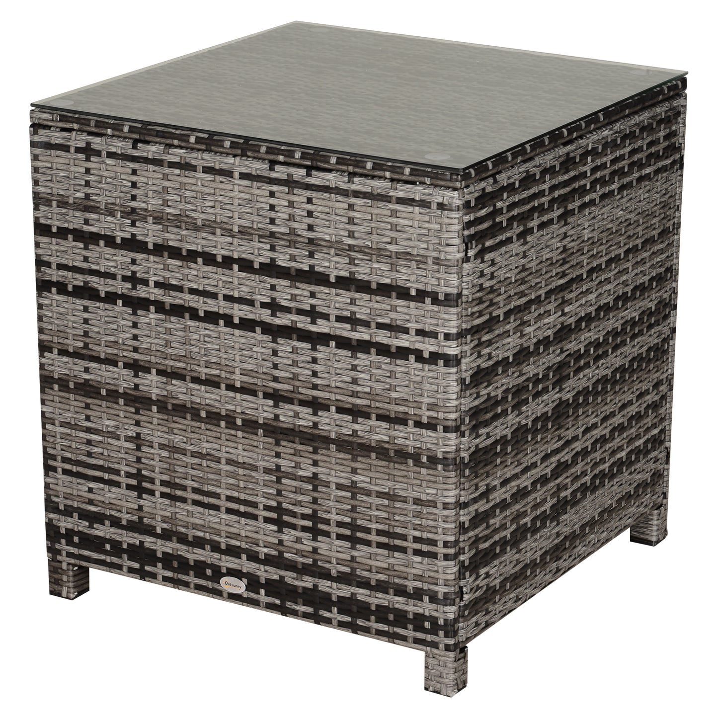 outsunny-rattan-side-table-garden-furniture-patio-frame-tempered-glass-new-grey