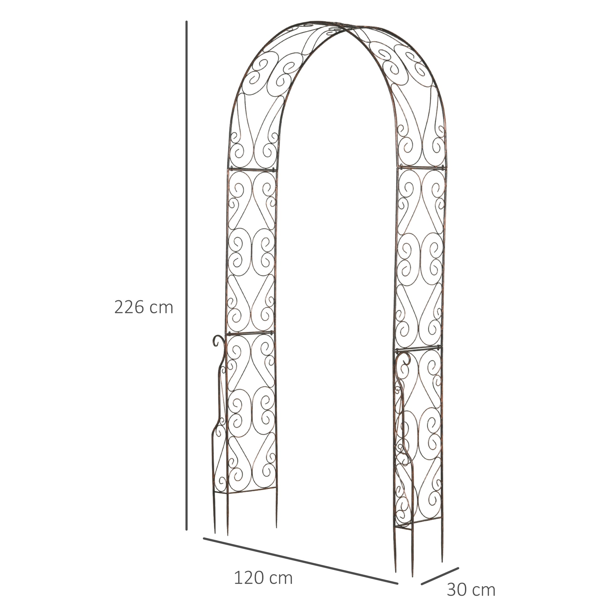 outsunny-metal-decorative-garden-rose-arch-arbour-trellis-for-climbing-plants-support-archway-wedding-gate-120l-x-30w-x-226h-cm