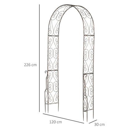 outsunny-metal-decorative-garden-rose-arch-arbour-trellis-for-climbing-plants-support-archway-wedding-gate-120l-x-30w-x-226h-cm