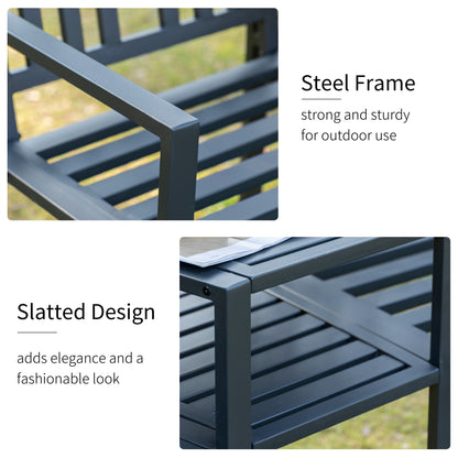 outsunny-patio-tete-a-tete-chair-2-seat-bench-middle-coffee-table-w-umbrella-hole-for-outdoors-decorative-slatted-design-steel-frame-black