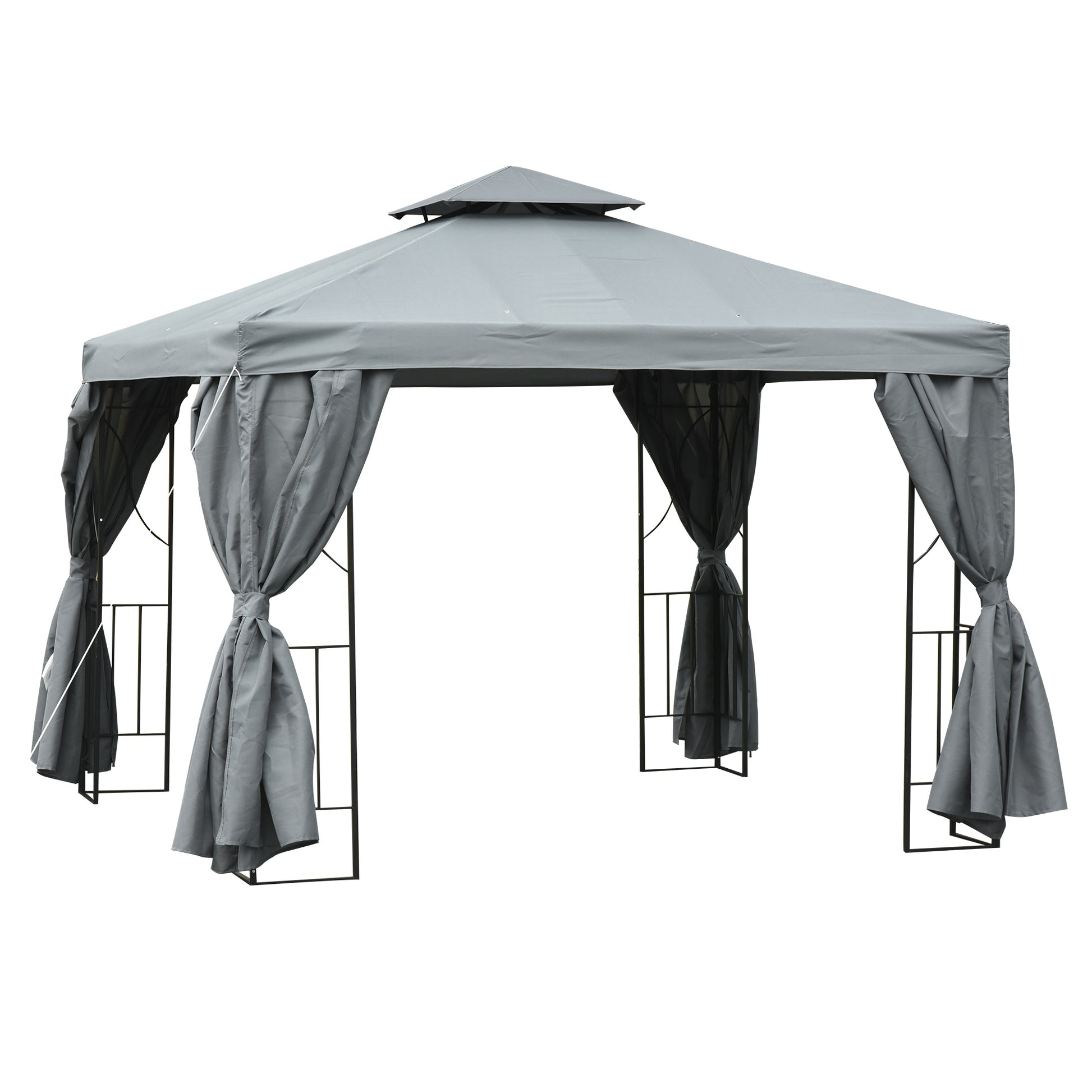 outsunny-3-x-3-m-garden-metal-gazebo-marquee-patio-wedding-party-tent-canopy-shelter-with-pavilion-sidewalls-dark-grey