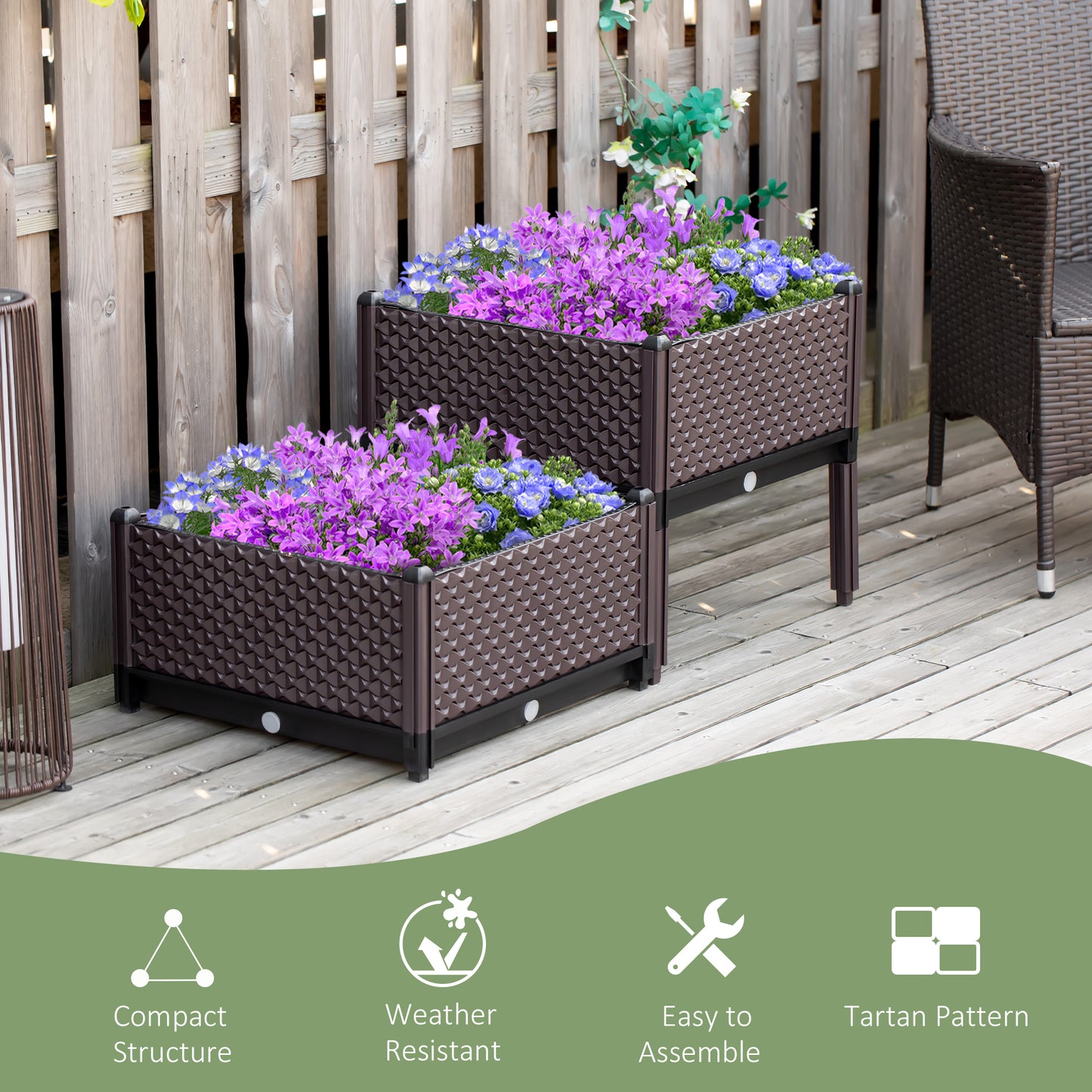 outsunny-50cm-x-50cm-x-46-5cm-set-of-2-plastic-raised-garden-bed-planter-box-flower-vegetables-planting-container-with-self-watering-design