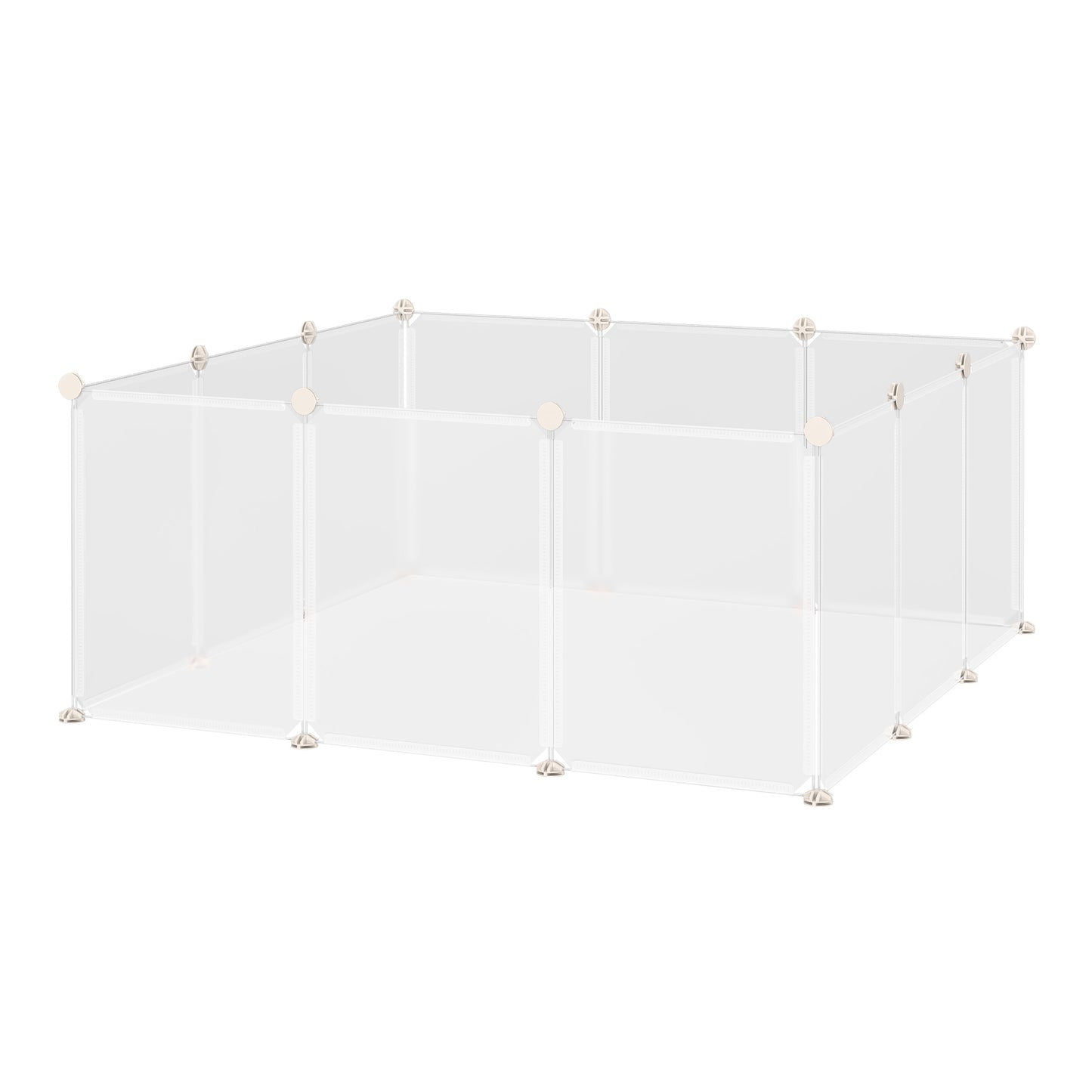 PawHut Pet Playpen DIY Small Guinea Pigs Hutches Open Enclosure Portable Plastic Fence 12 Panels for Kitten Bunny Chinchilla Guinea Pig White