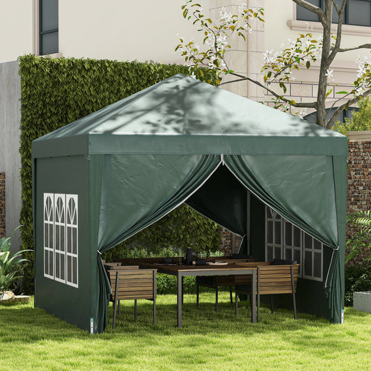 outsunny-3-x-3m-pop-up-gazebo-wedding-party-canopy-tent-marquee-with-carry-bag-and-windows-green