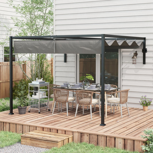 outsunny-3-x-4m-lean-to-pergola-metal-pergola-with-retractable-roof-for-grill-garden-patio-deck