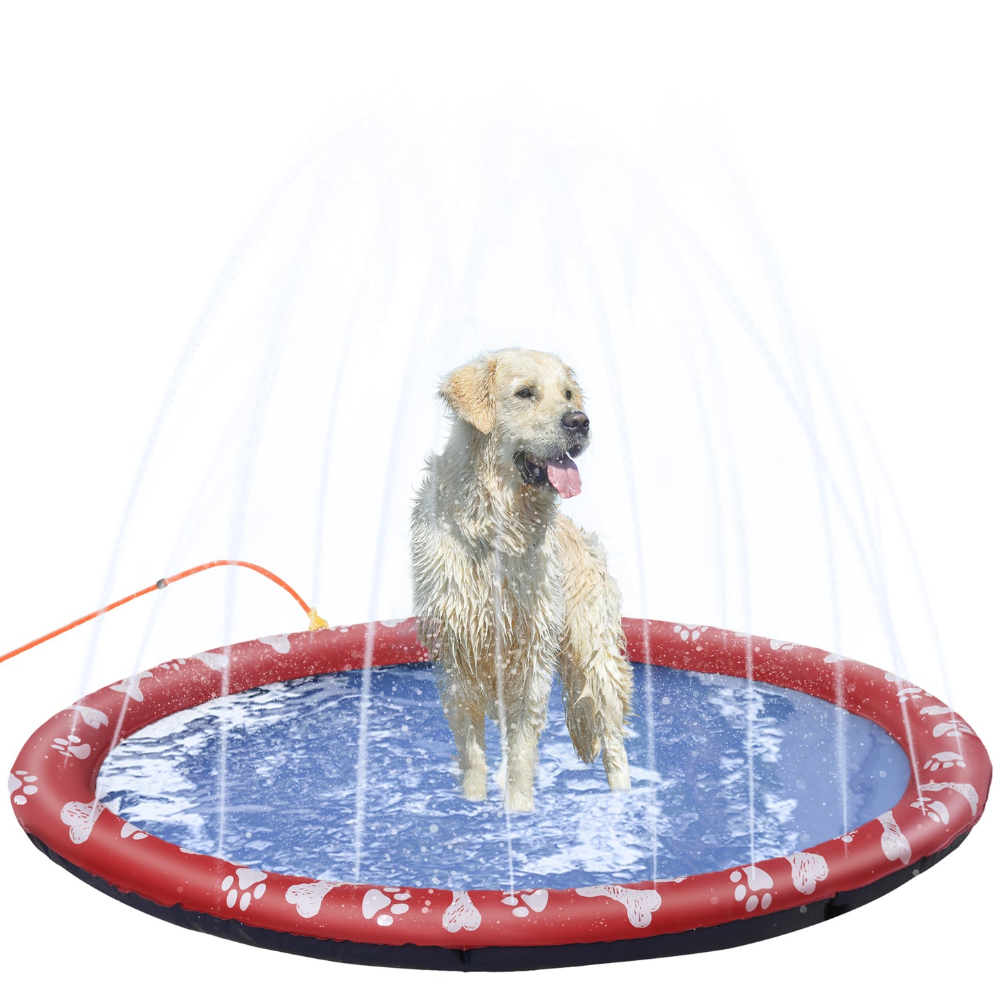 PawHut Splash Pad Sprinkler Mat for Pets Dog Bath Pool Water Game Mat Outdoor