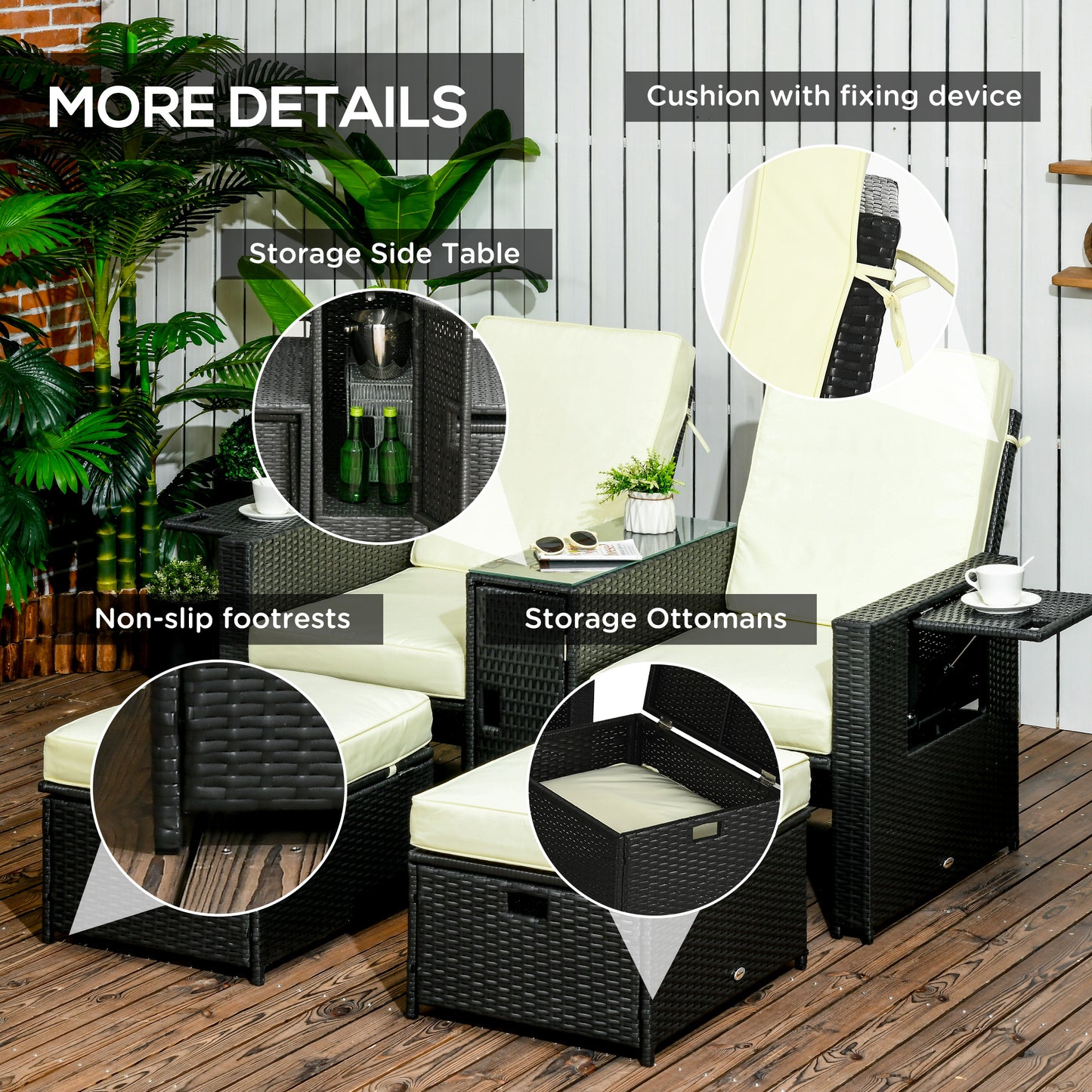 outsunny-5pc-pe-rattan-sun-lounger-outdoor-wicker-5-level-adjustable-recliner-sofa-bed-with-storage-side-table-footstools-for-patio-garden-black