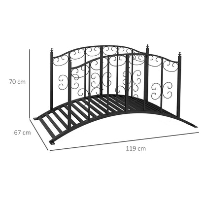 outsunny-1-2m-metal-decorative-scrollwork-arch-garden-bridge-black