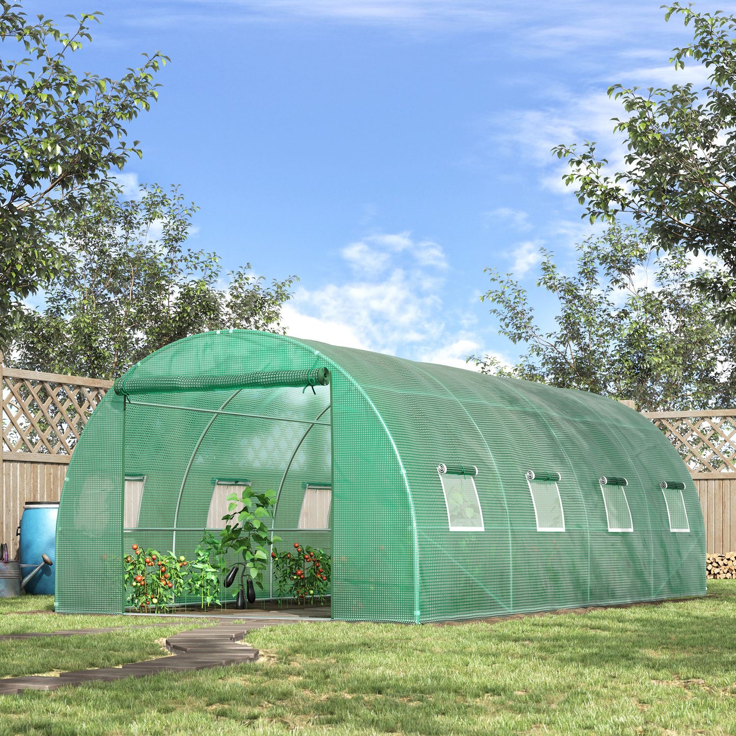 outsunny-6-x-3-m-large-walk-in-greenhouse-garden-polytunnel-greenhouse-with-steel-frame-zippered-door-and-roll-up-windows-green