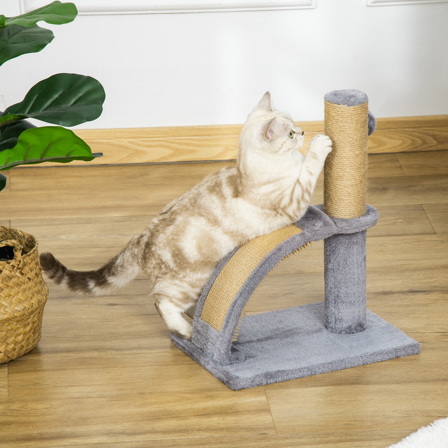 PawHut Cat Tree for Indoor Cat, Climbing Activity Center Kitten Tower Furniture with Jute Post Scratching Massage Board Hanging Ball with Bell, Grey