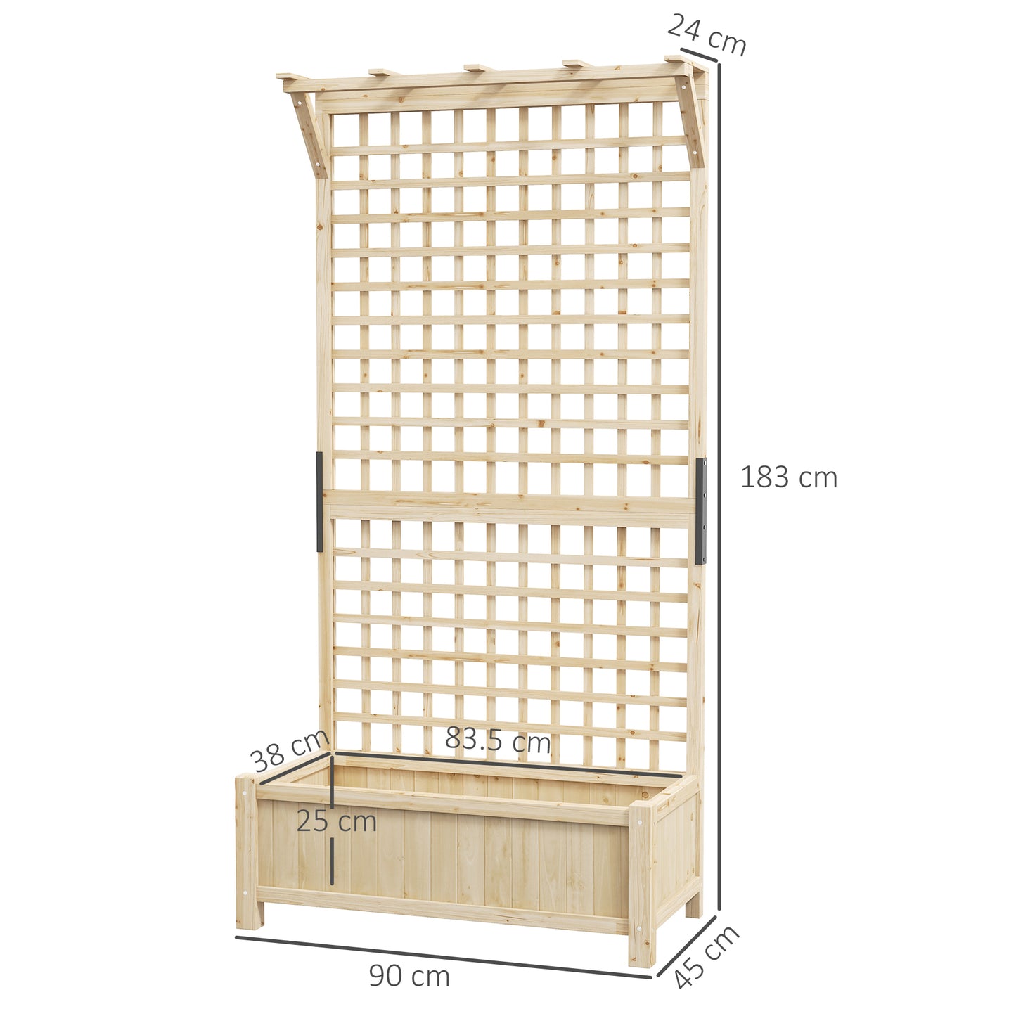 outsunny-raised-bed-with-drainage-holes-wood-planter-with-trellis-for-climbing-plants-to-grow-vegetables-flowers-natural