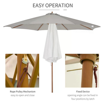 outsunny-3m-fir-wooden-garden-parasol-bamboo-sun-shade-patio-outdoor-umbrella-canopy-grey