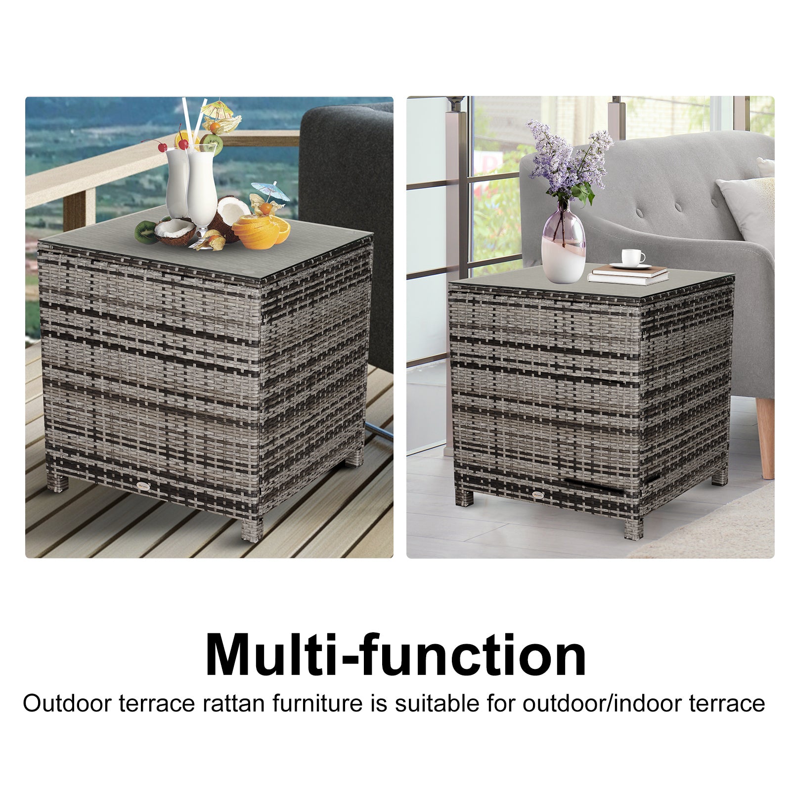 outsunny-rattan-side-table-garden-furniture-patio-frame-tempered-glass-new-grey