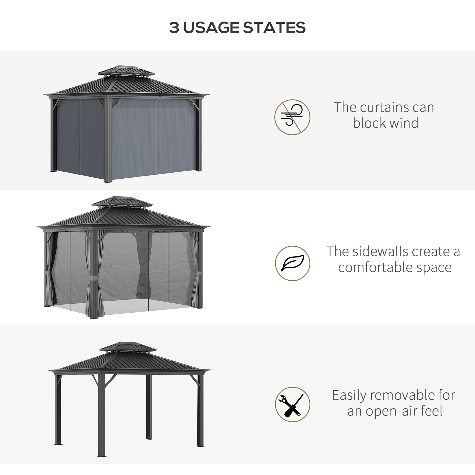 outsunny-3-7-x-3m-outdoor-hardtop-gazebo-canopy-aluminum-frame-with-2-tier-roof-mesh-netting-sidewalls-for-patio-grey