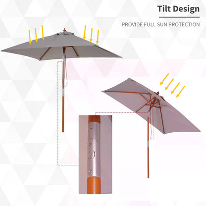 outsunny-2m-x-1-5m-patio-garden-parasol-sun-umbrella-sunshade-canopy-outdoor-backyard-furniture-fir-wooden-pole-6-ribs-tilt-mechanism-grey