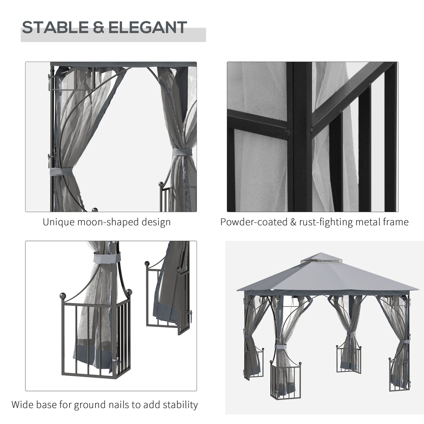 outsunny-3-x-3-m-garden-gazebo-patio-party-tent-shelter-outdoor-canopy-double-tier-sun-shade-metal-frame-light-grey