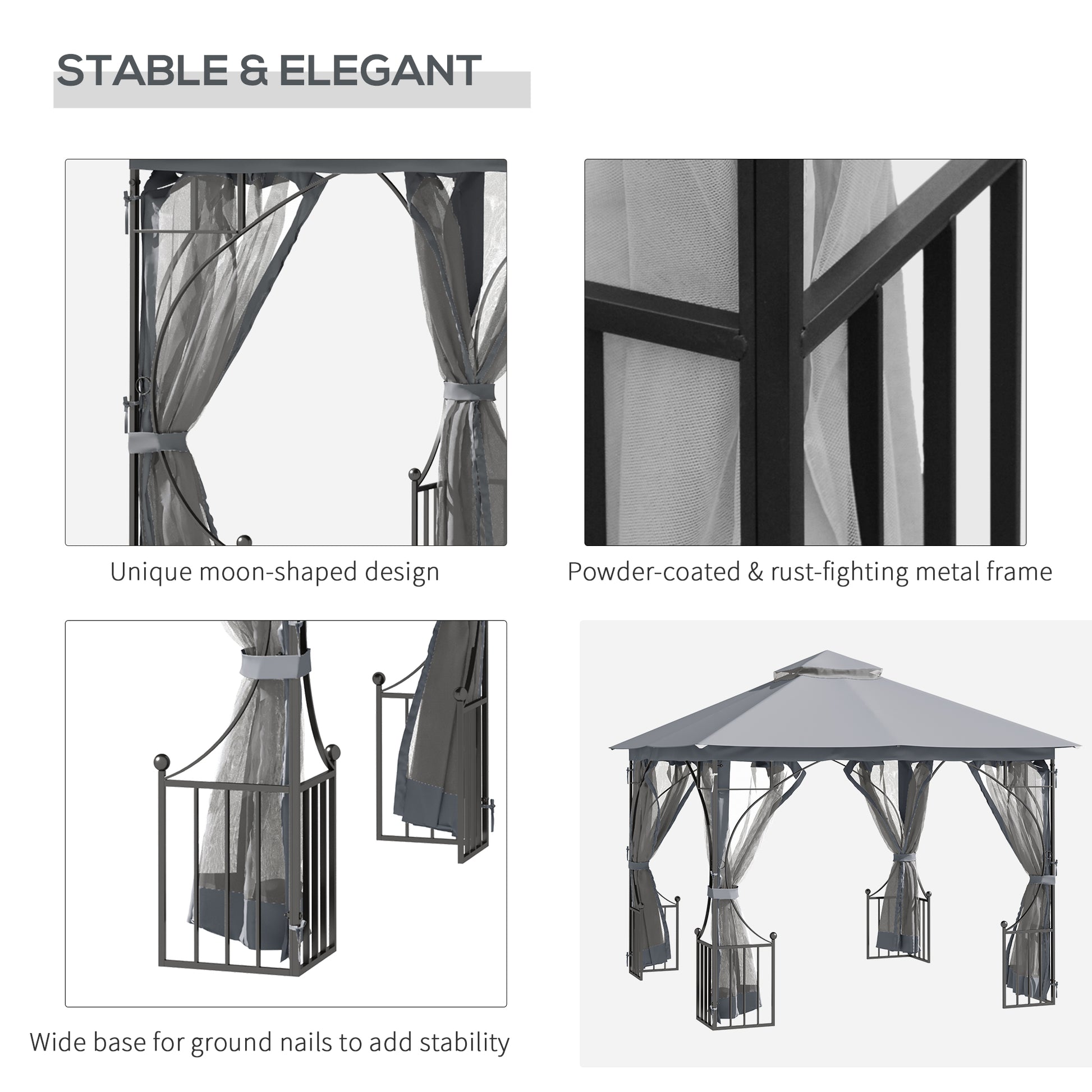 outsunny-3-x-3-m-garden-gazebo-patio-party-tent-shelter-outdoor-canopy-double-tier-sun-shade-metal-frame-light-grey