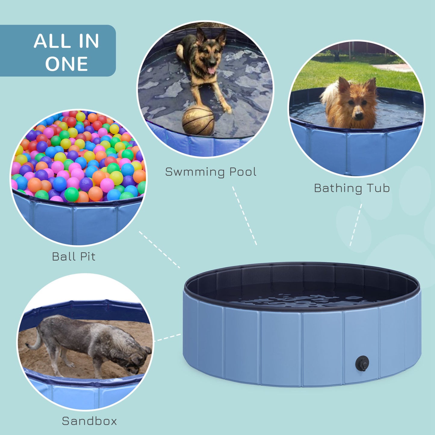 Pawhut ?100x30H cm Pet Swimming Pool-Blue 