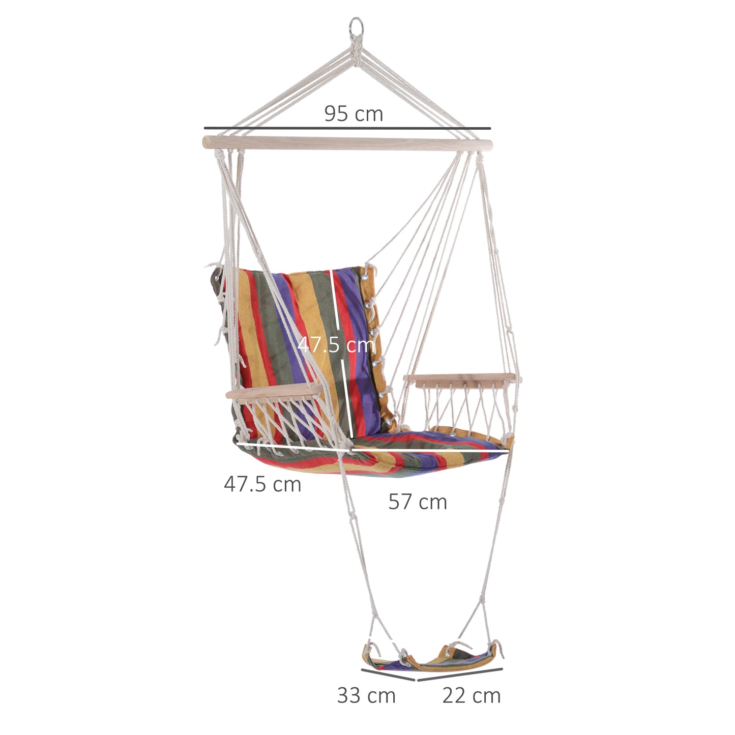 outsunny-outdoor-hammock-hanging-rope-chair-garden-yard-patio-swing-seat-wooden-w-footrest-armrest-cotton-cloth-red