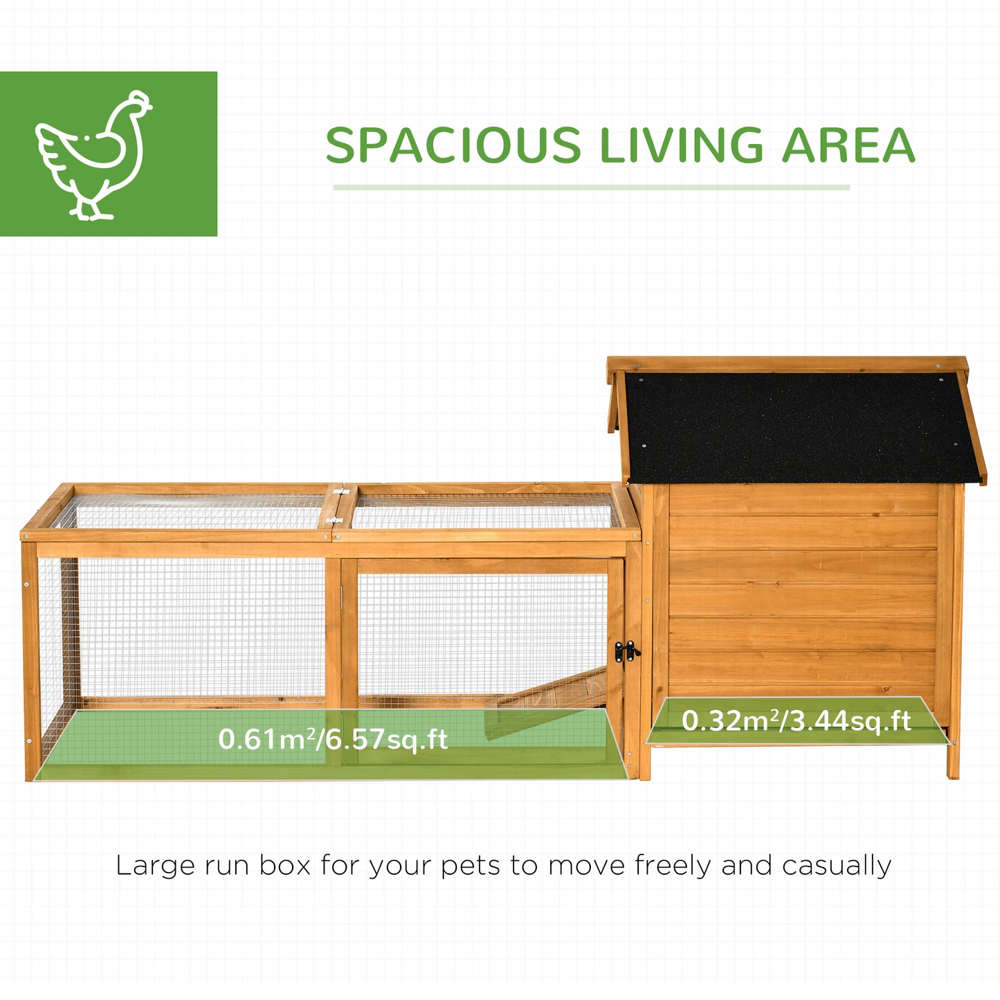 PawHut 2-Tier Chicken Coop, Wooden Hen House, Poultry Habitat Outdoor Backyard with Removable Tray, Nesting Box, Outside Run, Ramp, 180L x 92W x 78H