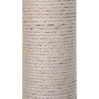 PawHut Cat Tree Cat Scratching Post 2-Tier Sisal Rope Scratching Post w/ Dangle Toy Beige