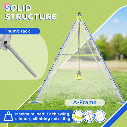 outsunny-4-in-1-metal-garden-swing-set-with-double-swings-climber-climbing-net-green