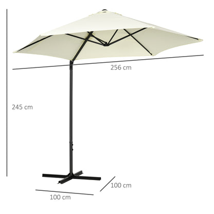 outsunny-2-5m-garden-cantilever-parasol-with-360-rotation-offset-roma-patio-umbrella-hanging-sun-shade-canopy-shelter-with-cross-base-beige