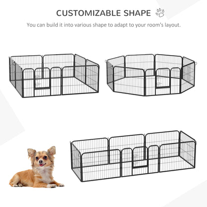 PawHut Heavy Duty Dog Pet Puppy Metal Playpen Play Pen Rabbit Pig Hutch Run Enclosure Foldable Black 80 x 60 cm (Small)