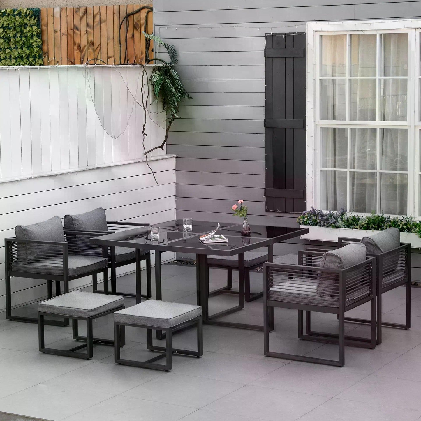 outsunny-8-seater-garden-dining-cube-set-aluminium-outdoor-furniture-set-dining-table-4-chairs-and-4-footstools-with-cushion-grey