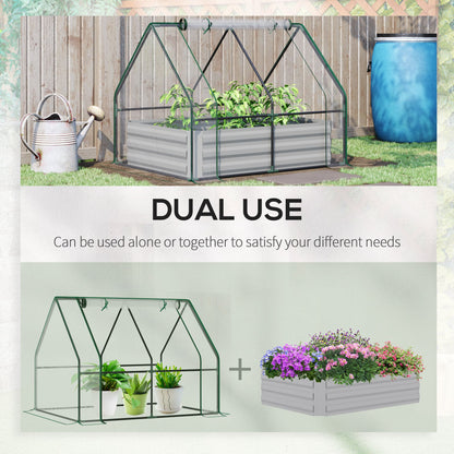 outsunny-raised-garden-bed-with-greenhouse-steel-planter-box-with-plastic-cover-roll-up-window-dual-use-for-flowers-vegetables-127-x-95-x-92cm