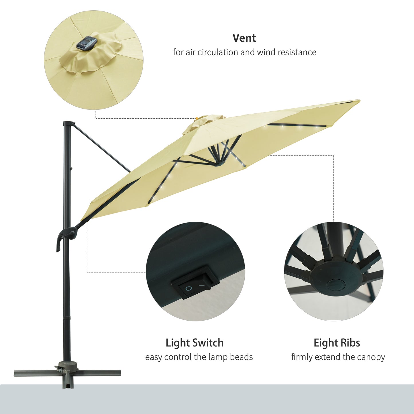 outsunny-3-meter-patio-offset-roma-parasol-garden-umbrella-cantilever-hanging-sun-shade-canopy-shelter-360-rotation-with-cross-base-beige