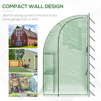 outsunny-outdoor-walk-in-lean-to-wall-tunnel-greenhouse-with-zippered-roll-up-door-pe-cover-green-214l-x-120w-x-215hcm