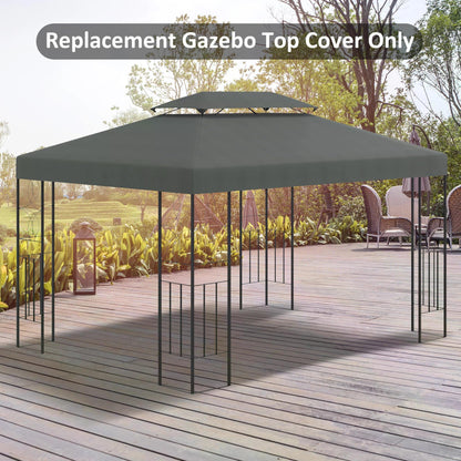 outsunny-3x4m-gazebo-replacement-roof-canopy-2-tier-top-uv-cover-garden-patio-awning-shelters-deep-grey-top-only