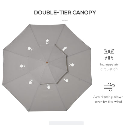 outsunny-2-7-m-double-tier-outdoor-patio-garden-sun-umbrella-sunshade-wooden-parasol-grey-shade-canopy