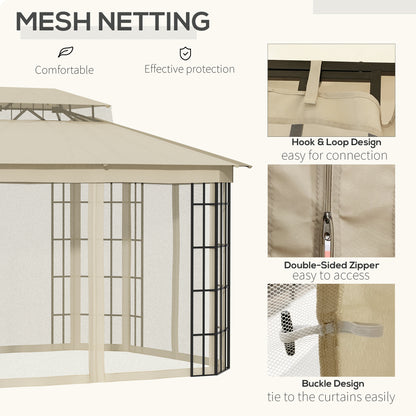 outsunny-3-7-x-3m-patio-gazebo-canopy-garden-tent-shelter-with-2-tiers-roof-and-mosquito-netting-metal-frame-beige