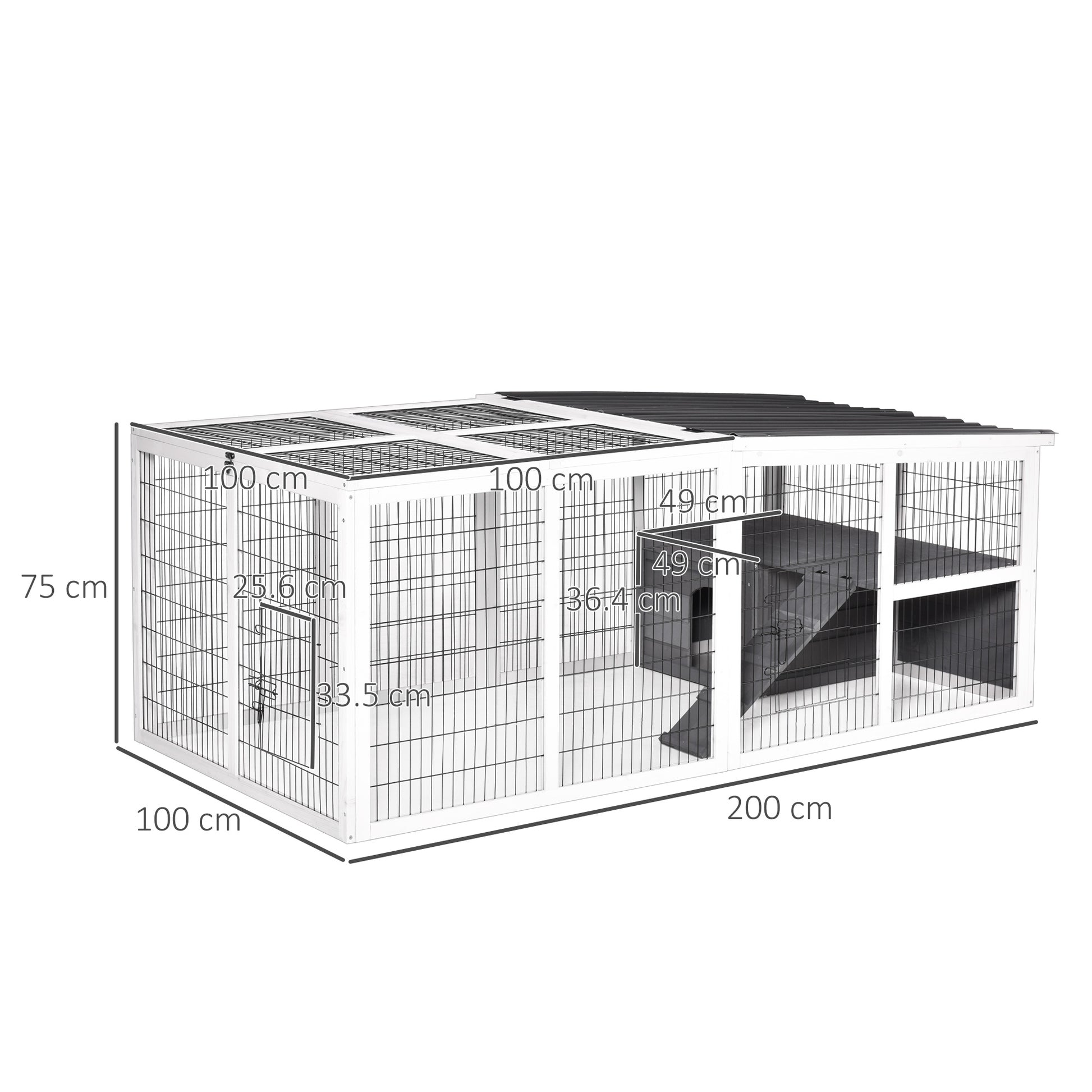 PawHut Indoor Outdoor Wooden Guinea Pigs Hutches Small Rabbits Hutches Pet Run Cover, with Hinge roof and Water-repellent Paint, Grey