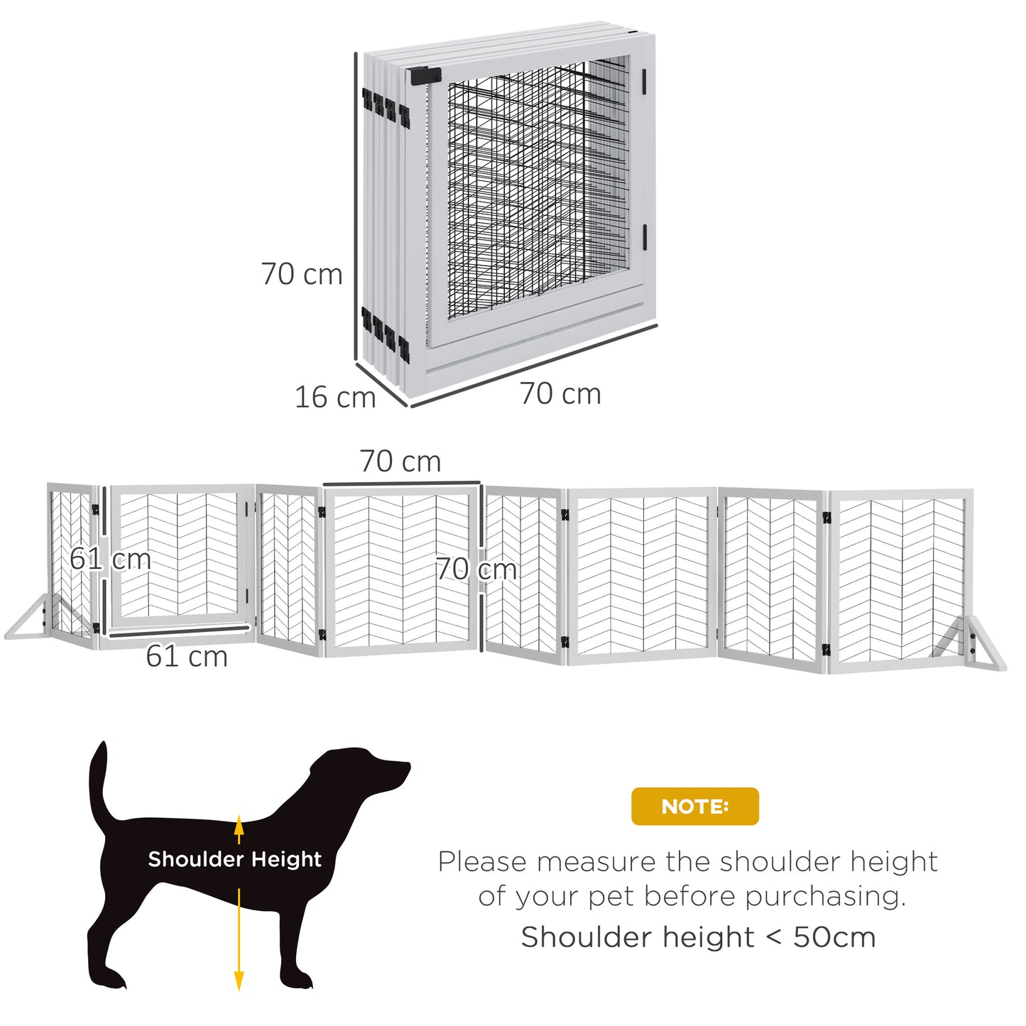 PawHut 8 Panels Foldable Pet Playpen with Support Feet, for House, Doorway, Stairs, Small and Medium Dogs - White