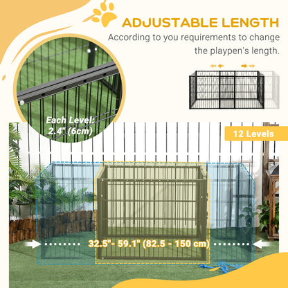 PawHut 82.5-150 cm x 61 cm Heavy Duty Pet Playpen, 6 Panel Exercise Pen for Dogs, Adjustable Length, Indoor Outdoor, Small Sized Dogs