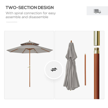 outsunny-2-7-m-double-tier-outdoor-patio-garden-sun-umbrella-sunshade-wooden-parasol-grey-shade-canopy