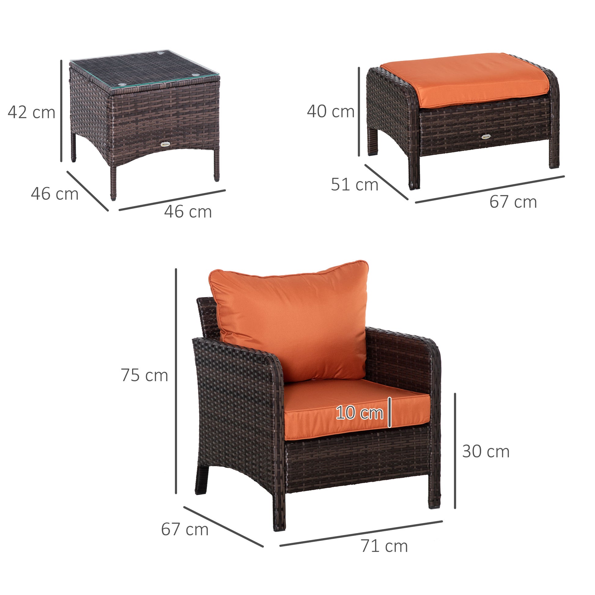 outsunny-5-pcs-pe-rattan-garden-furniture-set-2-armchairs-2-stools-glass-top-table-cushions-wicker-weave-chairs-outdoor-seating-brown