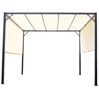 outsunny-3-x-3-meters-garden-metal-gazebo-party-canopy-outdoor-tent-sun-shelter-removable-adjustable-cover-canopy-cream