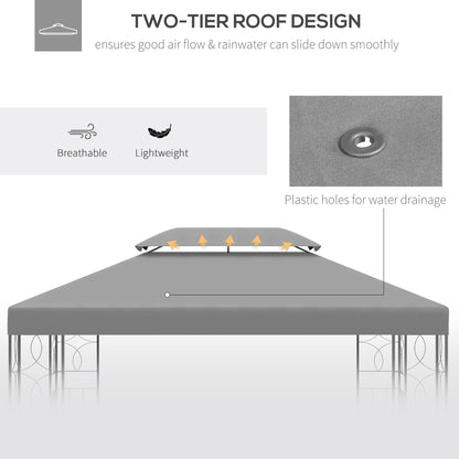 outsunny-3x4m-gazebo-replacement-roof-canopy-2-tier-top-uv-cover-garden-outdoor-awning-shelters-light-grey-top-only