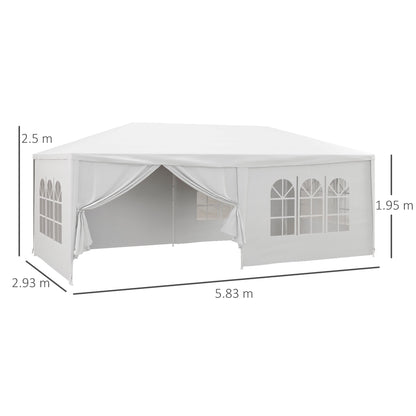 outsunny-6-x-3-m-party-tent-wedding-gazebo-outdoor-waterproof-pe-canopy-shade-with-6-removable-side-walls