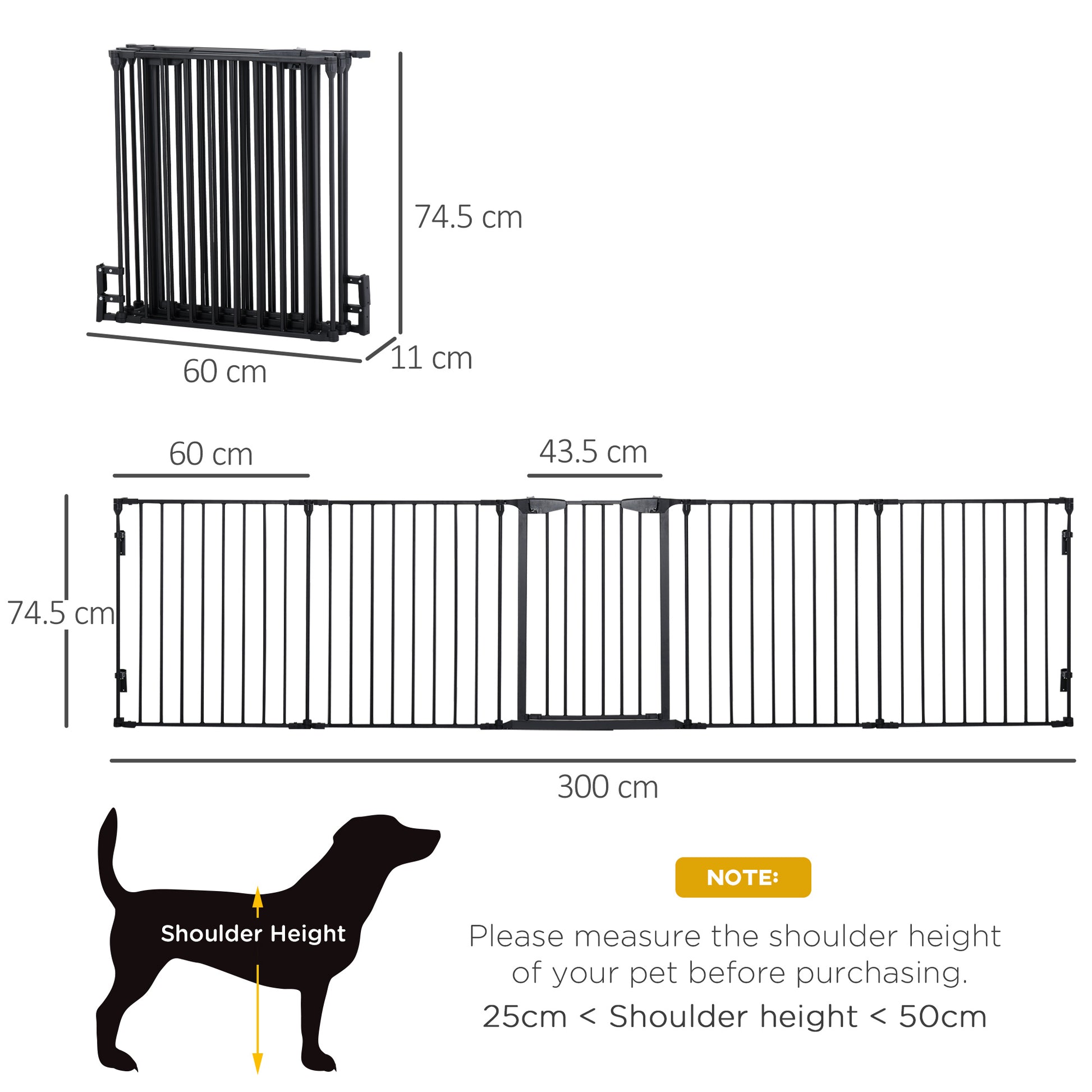 PawHut Stair Gate Dog Pens Pet PlayPen 5-Panel Freestanding Fireplace Christmas Tree Metal Fence Stair Barrier Room Divider with Walk Through Door