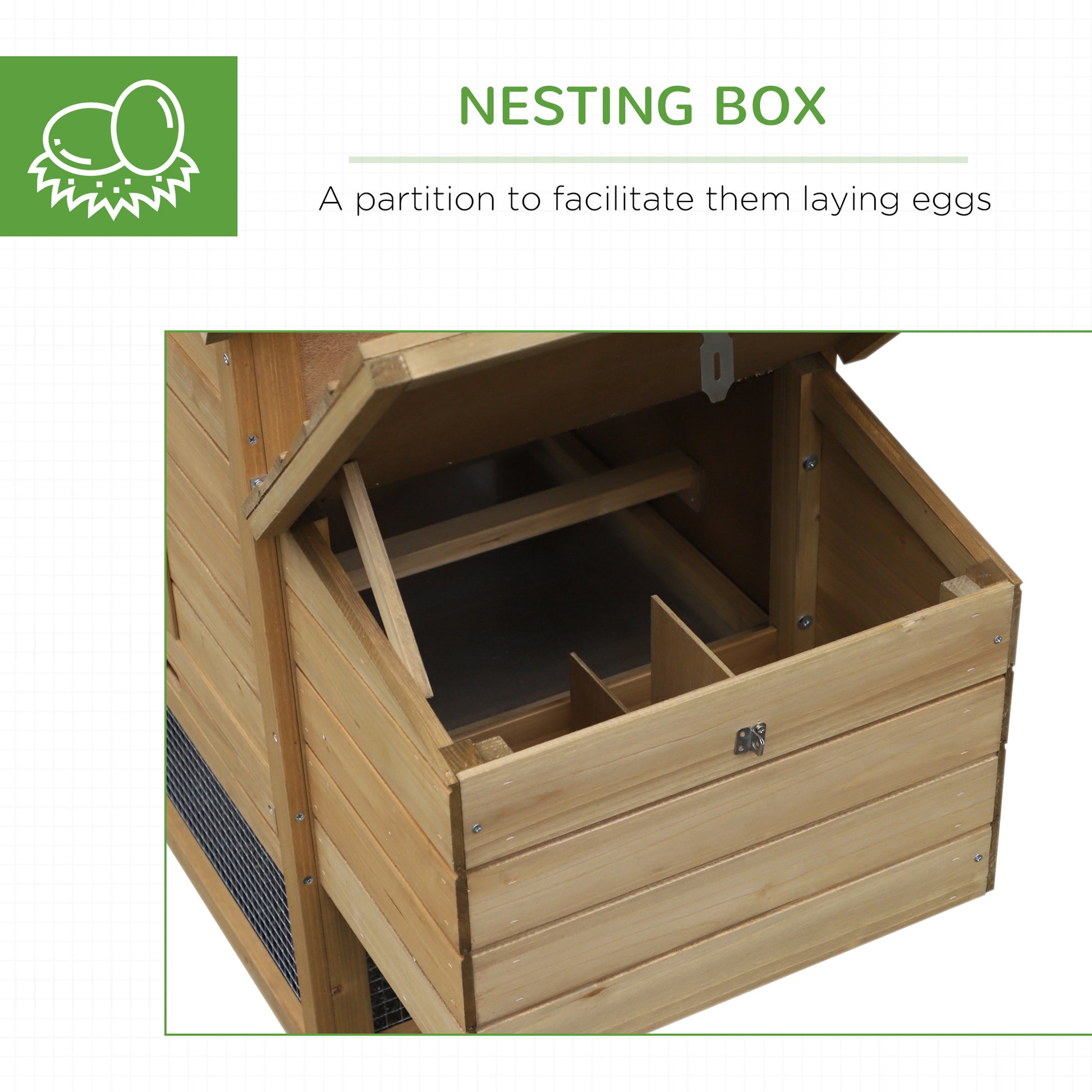 Pawhut Chicken Coop Hen Cage Small Animal Hutch Nesting Box w/Outdoor Run 150.5 x 54 x 87 cm