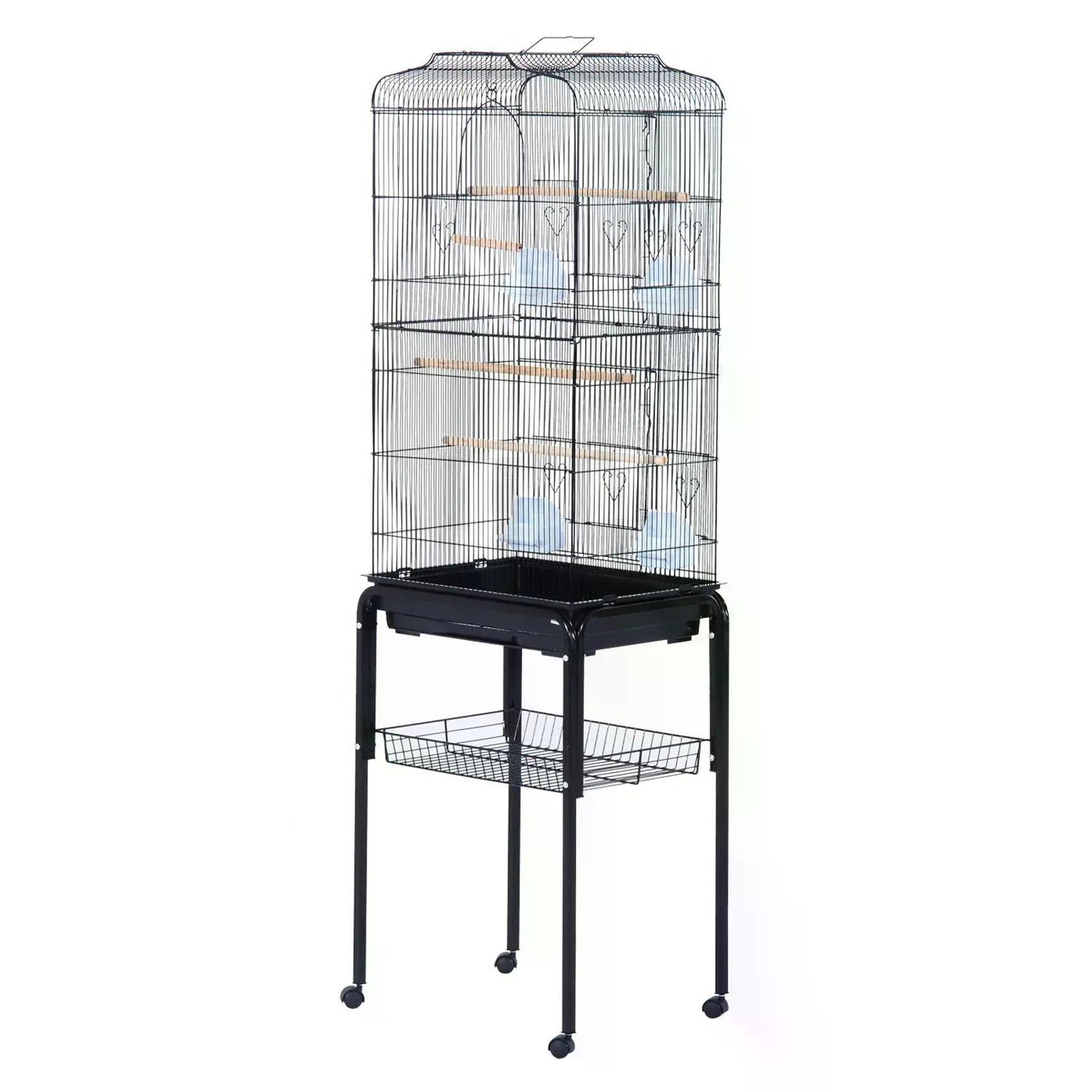 PawHut Large Pet Bird Cage Parrot Cockatiel House, 47.5Lx37Wx153Hcm-Black