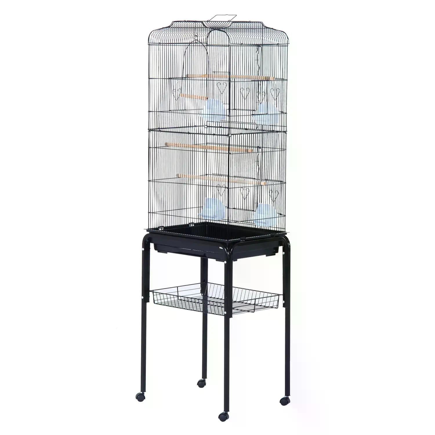 PawHut Large Pet Bird Cage Parrot Cockatiel House, 47.5Lx37Wx153Hcm-Black