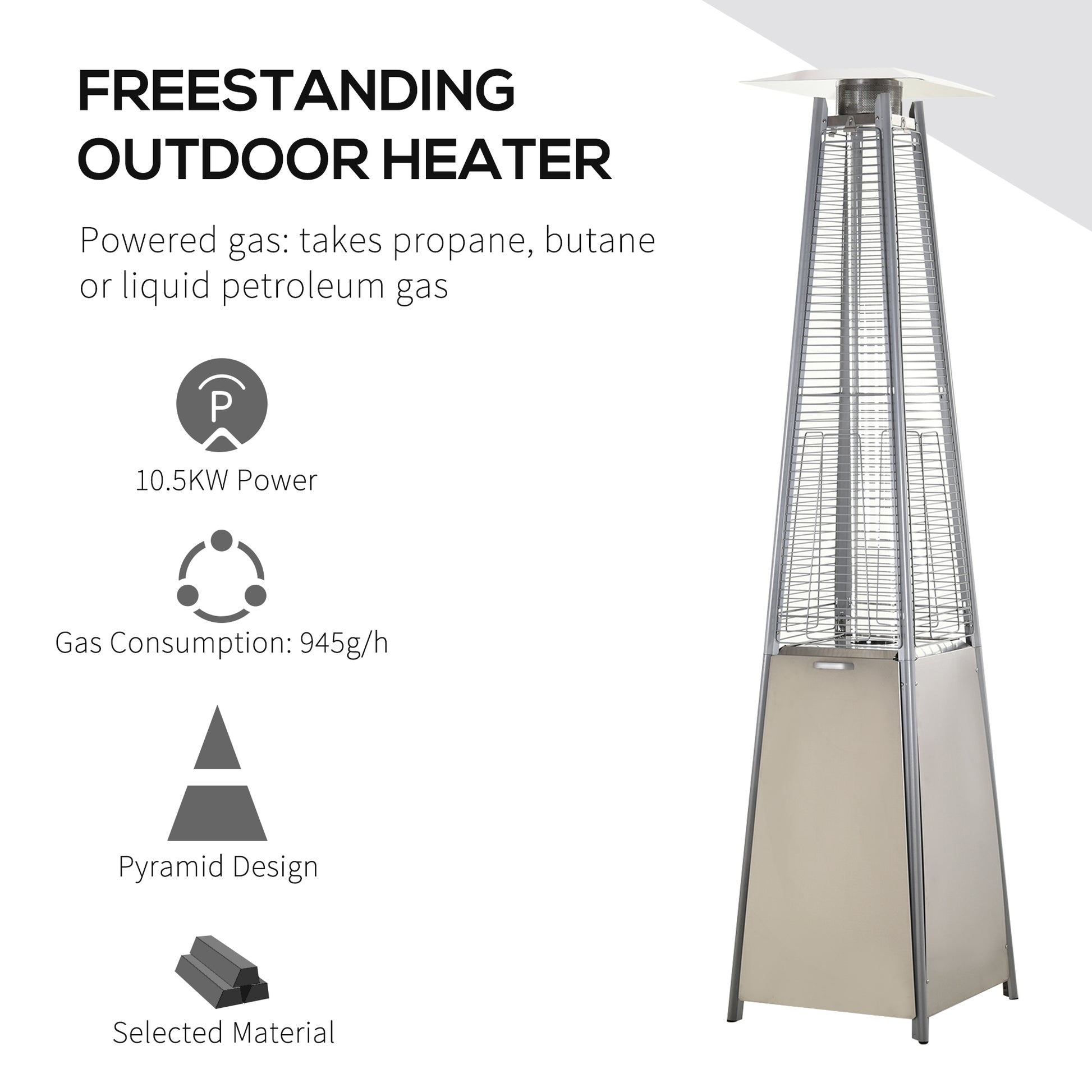 outsunny-10-5kw-stainless-steel-outdoor-garden-patio-pyramid-heating-propane-gas-real-flame-heater-warmer-glass-tube-w-wheels-and-rain-cover-silver